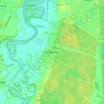 Carte topographique Schwefingen, altitude, relief