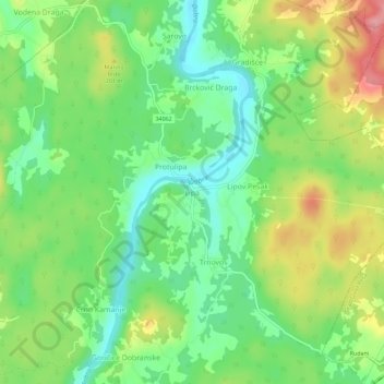 Carte topographique Lipa, altitude, relief