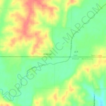 Carte topographique Athelstan, altitude, relief