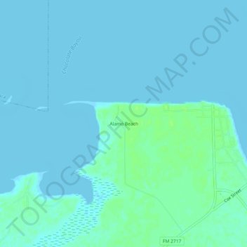 Carte topographique Alamo Beach, altitude, relief