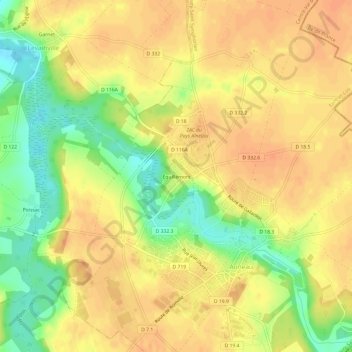 Carte topographique Équillemont, altitude, relief