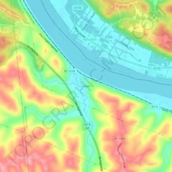 Carte topographique Foster, altitude, relief