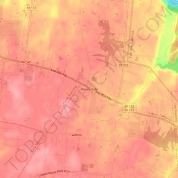 Carte topographique Mount Holly, altitude, relief