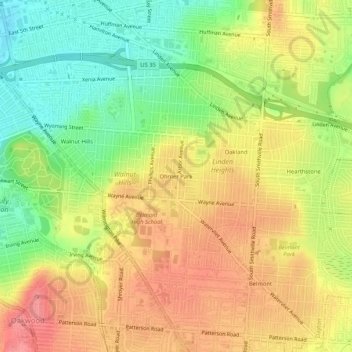 Carte topographique Ohmer Park, altitude, relief