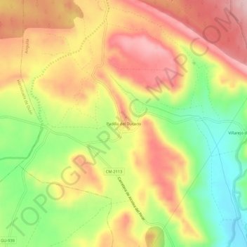 Carte topographique Padilla del Ducado, altitude, relief