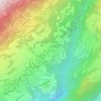 Carte topographique Fortunau (Ayent), altitude, relief