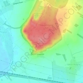 Carte topographique Haughmond Hill, altitude, relief