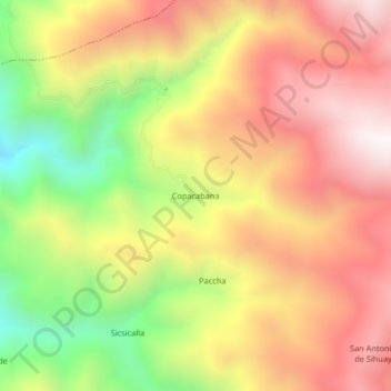Carte topographique Copacabana, altitude, relief