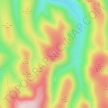 Carte topographique Simon's Seat, altitude, relief