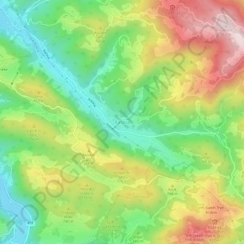 Carte topographique Račeva, altitude, relief