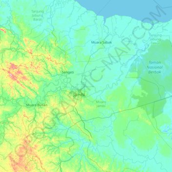 Carte topographique Kumpeh Ulu, altitude, relief