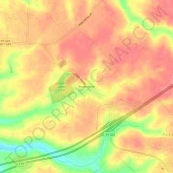 Carte topographique Brownsboro, altitude, relief