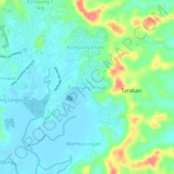 Carte topographique Kampung Empat, altitude, relief