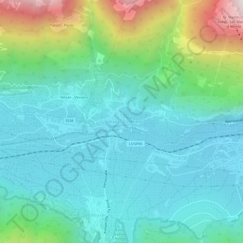 Carte topographique Coldrano, altitude, relief