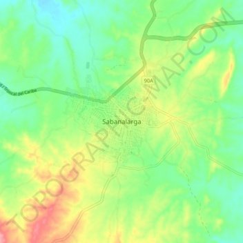 Carte topographique Sabanalarga, altitude, relief