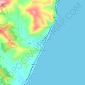 Carte topographique Cananello, altitude, relief