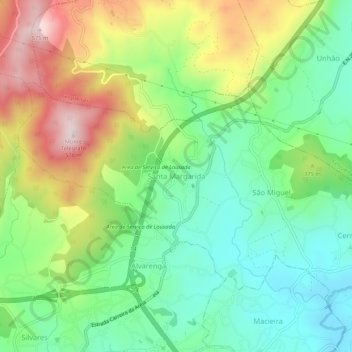 Carte topographique Santa Margarida, altitude, relief