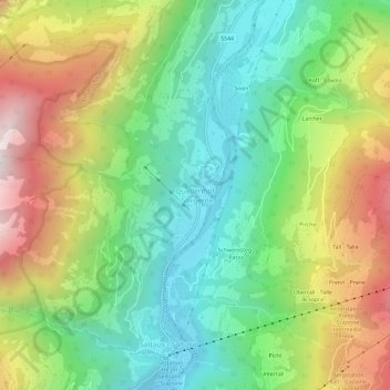 Carte topographique Sorgente, altitude, relief
