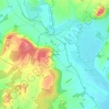 Carte topographique Courchamp, altitude, relief
