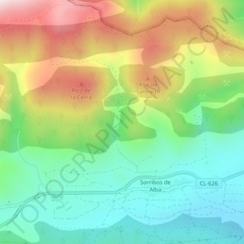 Carte topographique La Cabrera, altitude, relief