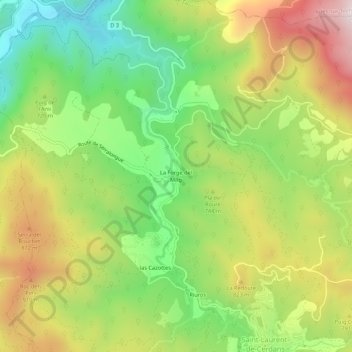 Carte topographique La Forge del Mitg, altitude, relief