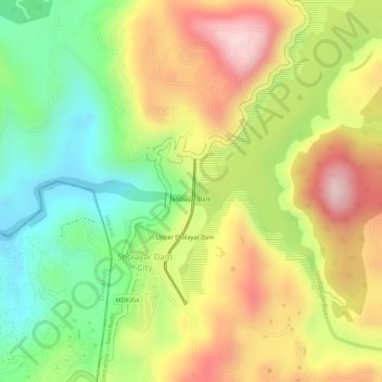 Carte topographique Sholayar Dam, altitude, relief