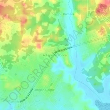 Carte topographique Adiapo Moronou, altitude, relief
