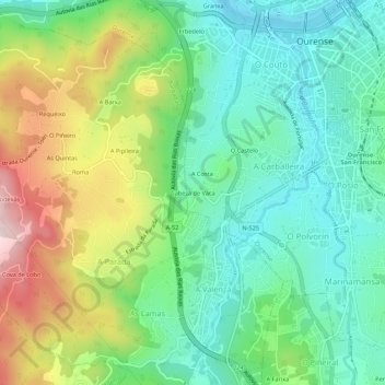Carte topographique Cabeza de Vaca, altitude, relief