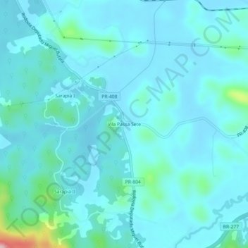 Carte topographique Vila Passa Sete, altitude, relief