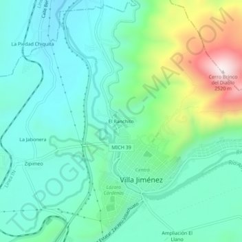 Carte topographique El Ranchito, altitude, relief
