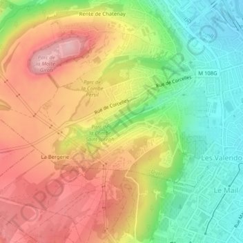 Carte topographique Combe Saint-Joseph, altitude, relief
