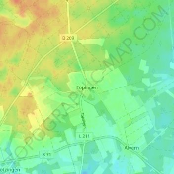 Carte topographique Töpingen, altitude, relief