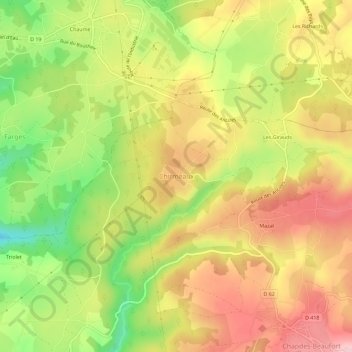 Carte topographique Chirmeaux, altitude, relief