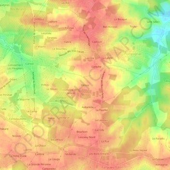 Carte topographique Pétrus, altitude, relief