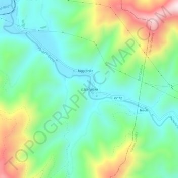 Carte topographique Black Snake, altitude, relief