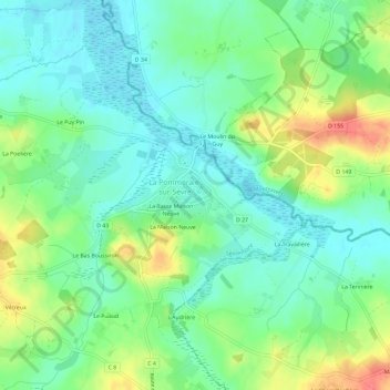 Carte topographique Lotissement du Verger, altitude, relief