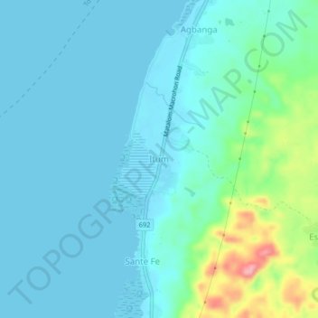 Carte topographique Itum, altitude, relief