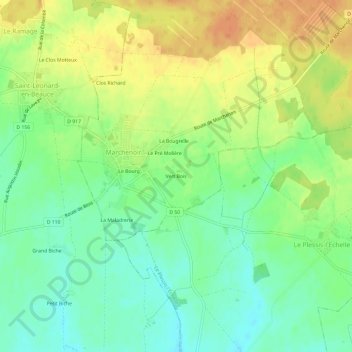 Carte topographique Vert Bois, altitude, relief