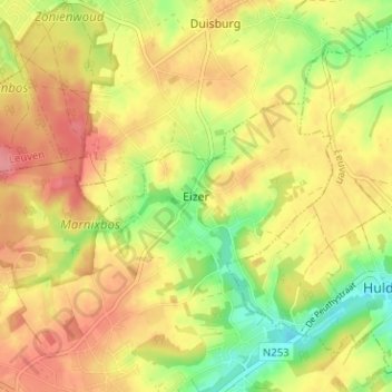 Carte topographique Eizer, altitude, relief