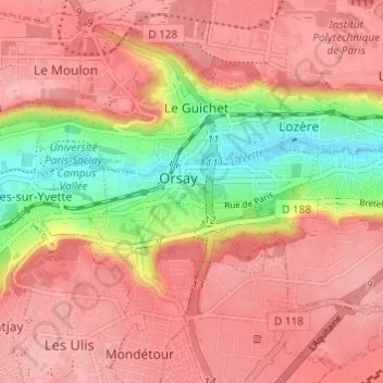 Carte topographique La Bouvêche, altitude, relief