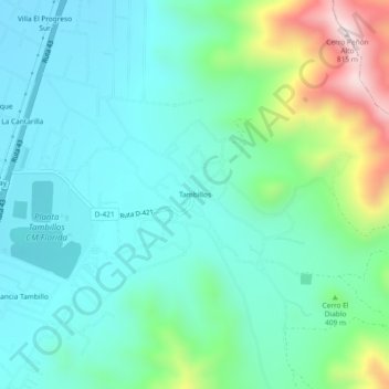 Carte topographique Tambillos, altitude, relief