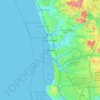 Carte topographique Del Mar, altitude, relief
