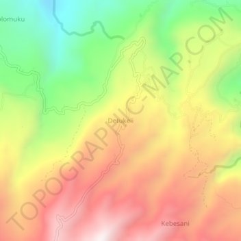 Carte topographique Detukeli, altitude, relief