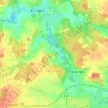 Carte topographique Riecklingen, altitude, relief