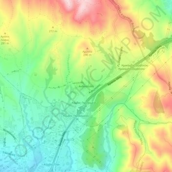 Carte topographique Anthoupoli, altitude, relief