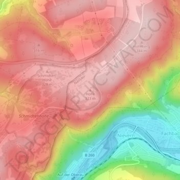 Carte topographique Höhr, altitude, relief