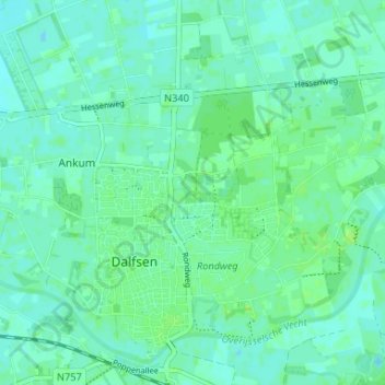 Carte topographique Gerner, altitude, relief