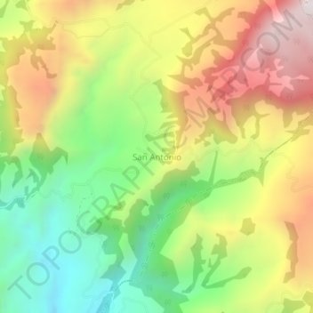 Carte topographique San Antonio, altitude, relief