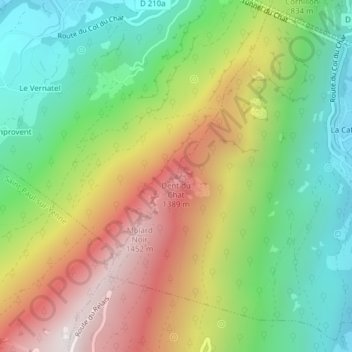 Carte topographique Dent du Chat, altitude, relief