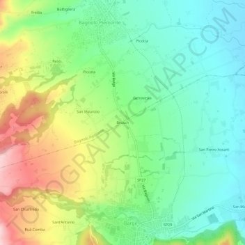Carte topographique Brusch, altitude, relief